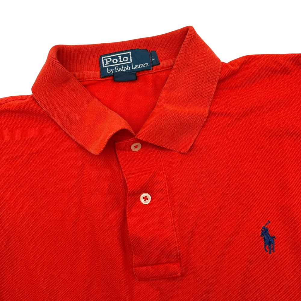 Polo Ralph Lauren Polo Shirt Men's Large Red Long Sleeve Cotton Pique Logo